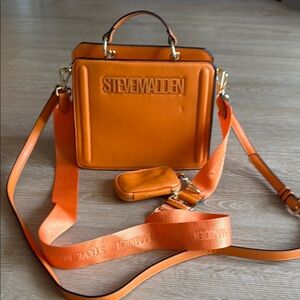 Steve Madden Orange Crossbody Bag with Matte finish